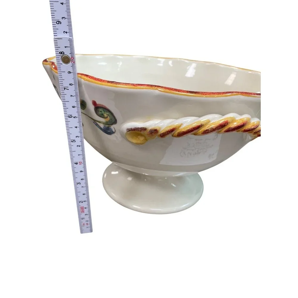 Sur La Table VTG multicolor handcrafted In Italy ceramic pedestal bowl SKU 9739